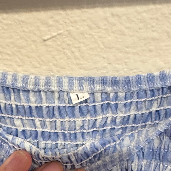 Chic Blue Gingham Balloon Sleeve Dress - Picture 2 of 5